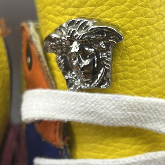 Versace Spring 2015 Sneakers Men’s 10 US, 43 EU Yellow Pink Leather Zip Strap - Picture 11 of 14